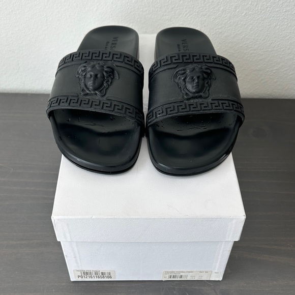 Versace Medusa Black Slide Sandals - Picture 1 of 9